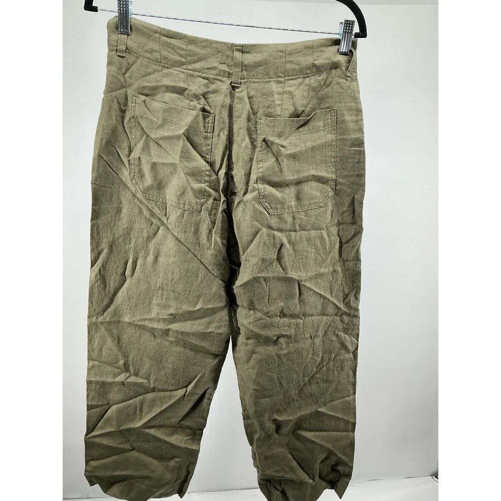100% European Linen Patch Pocket Wide Leg Pants